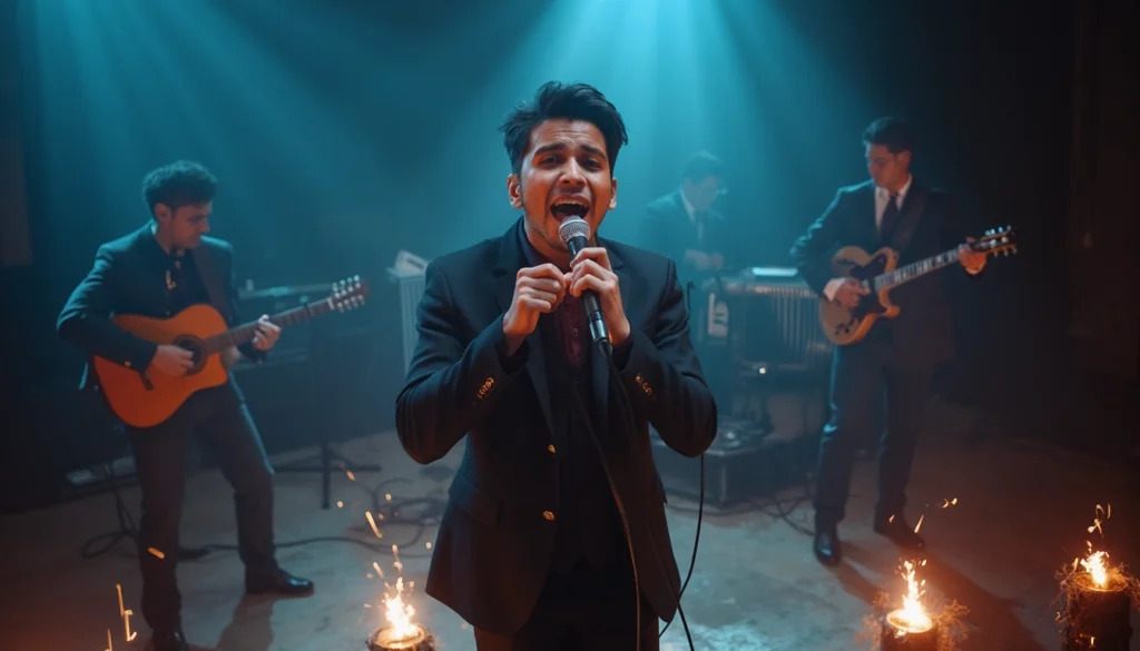 Lead Singer Close Up Wearing a Suit